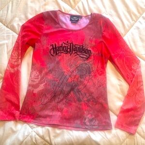 Ladies Harley Davidson Polyester Long Sleeve Shirt.  Background design.  NTN.